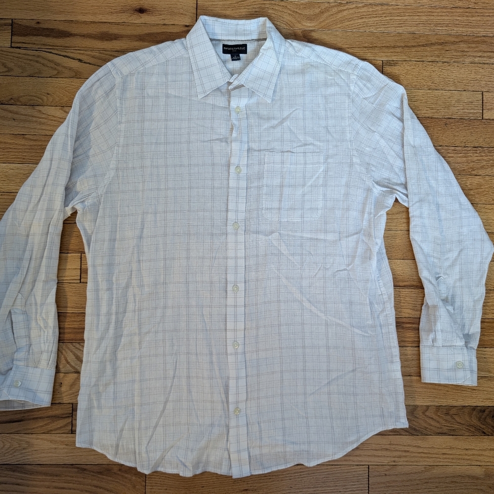 Banana Republic Light Gray Plaid Button Down Shirt